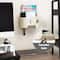 Mind Reader Hanging Accessory Organizer, Adhesive Wall-Mounted Shelf with Hooks for Home, Office, Dorm, or Bathroom, Metal, Tan